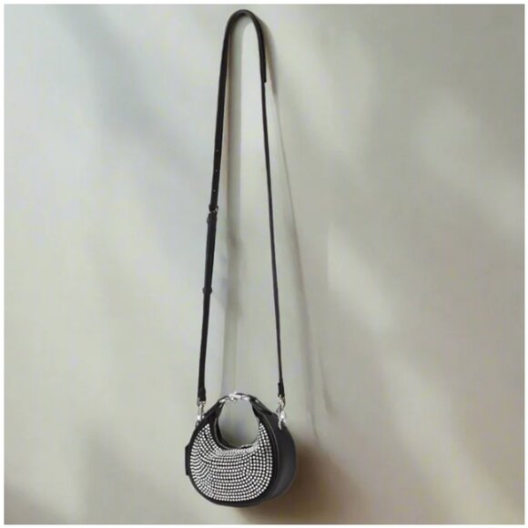 Coach Jonie Mini Bag Crystal Beaded Leather CW574 Crossbody Black Wristlet Curve - Picture 5 of 14